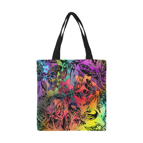 Black Tribal Tattoo Butterflies Pattern All Over Print Canvas Tote Bag/Small (Model 1697)
