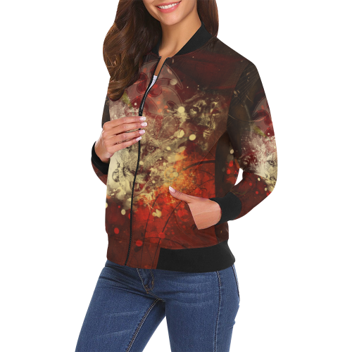 Colorful lion All Over Print Bomber Jacket for Women (Model H19)