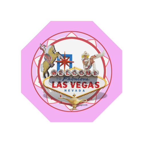 LasVegasIcons Poker Chip - Pink on Yellow Anti-UV Auto-Foldable Umbrella (Underside Printing) (U06)