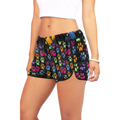 Paws Popart by Nico Bielow Women's All Over Print Relaxed Shorts (Model L19)