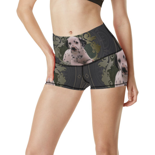 Cute dalmatian Women's All Over Print Yoga Shorts (Model L17)
