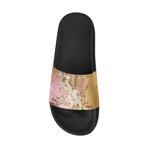 Wonderful floral design, vintage Men's Slide Sandals (Model 057)