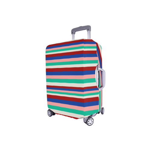 Colored Stripes - Dark Red Blue Rose Teal Cream Luggage Cover/Small 18"-21"
