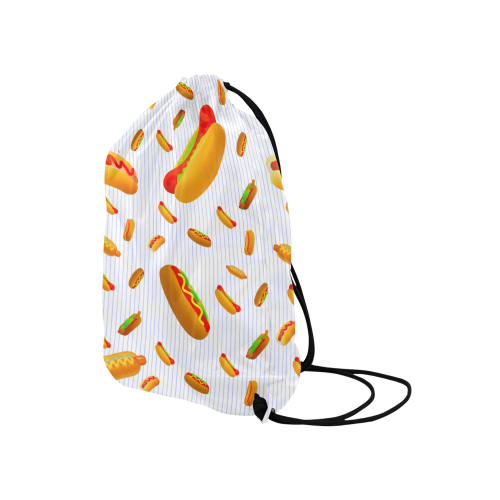 Hot Dogs on Pinstripes Medium Drawstring Bag Model 1604 (Twin Sides) 13.8"(W) * 18.1"(H)