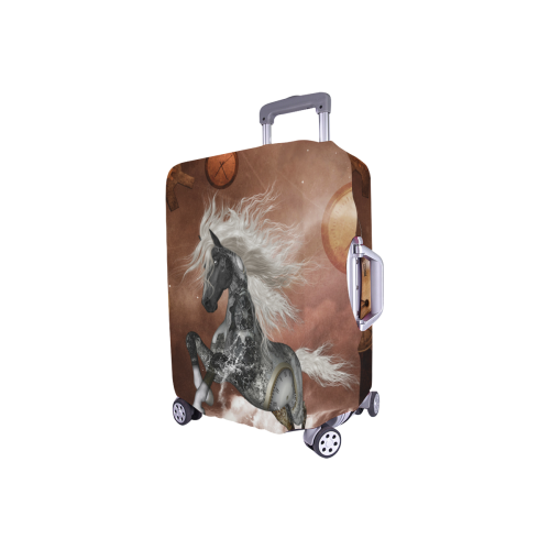 Amazing steampunk horse, silver Luggage Cover/Small 18"-21"