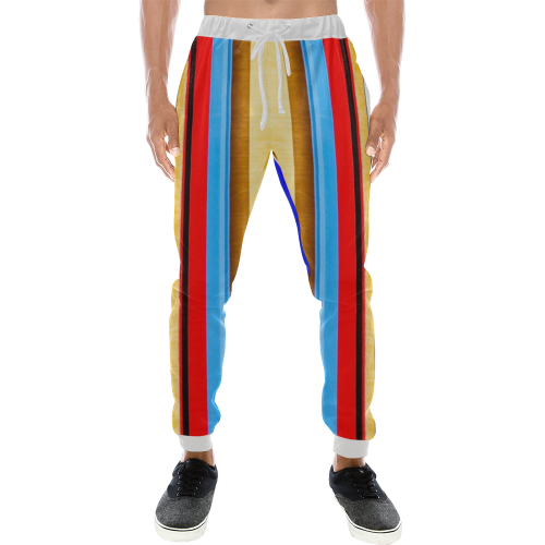 Colorful abstract pattern stripe art Men's All Over Print Sweatpants (Model L11)