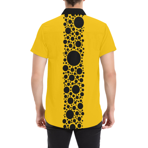 Black Chaos Polka Dots Border Men's All Over Print Short Sleeve Shirt (Model T53)