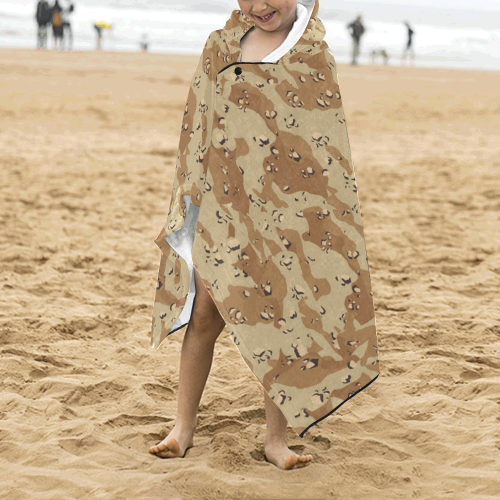 Desert Camouflage Pattern Kids' Hooded Bath Towels