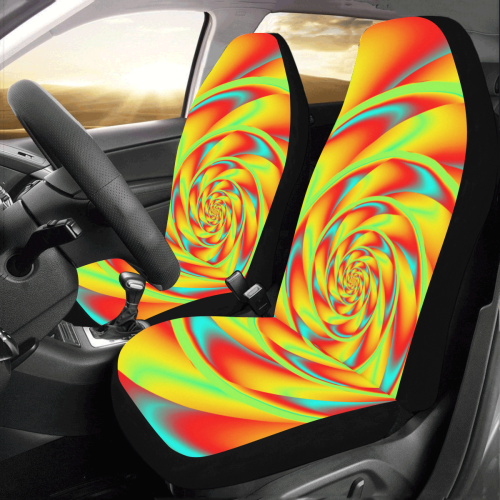 CRAZY POWER SPIRAL - neon colored Car Seat Covers (Set of 2)