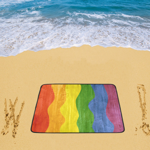 Gay Pride - Rainbow Flag Waves Stripes 3 Beach Mat 78"x 60"