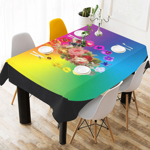 A Rainbow Day Cotton Linen Tablecloth 52"x 70"
