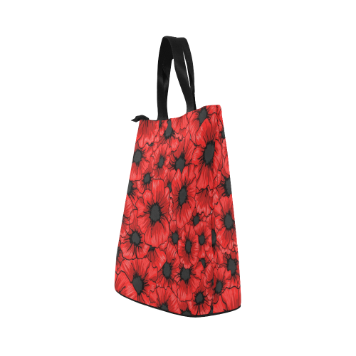 Red Hibiscus Flower Nylon Lunch Tote Bag (Model 1670)