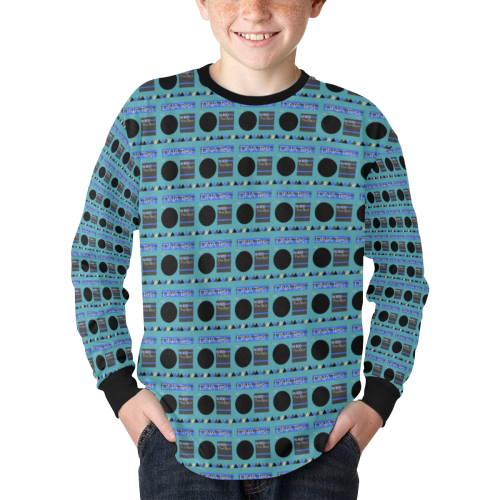 Geometry spots Kids' Rib Cuff Long Sleeve T-shirt (Model T64)