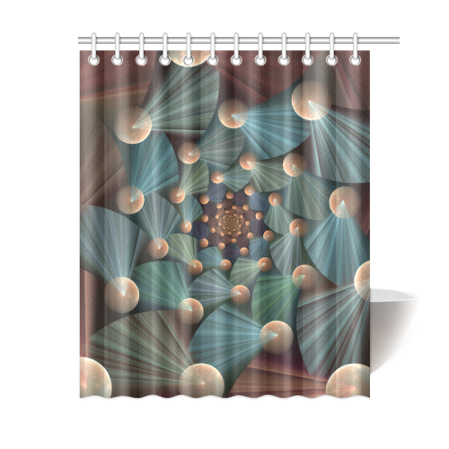 Modern Abstract Fractal Art With Depth Brown Slate Turquoise Shower Curtain 60"x72"