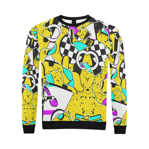Shapes on a yellow background All Over Print Crewneck Sweatshirt for Men (Model H18)