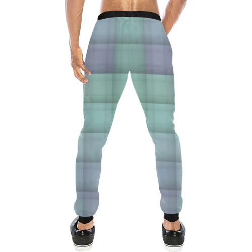 Glass Mosaic Mint Green and Violet Geometrical Men's All Over Print Sweatpants (Model L11)