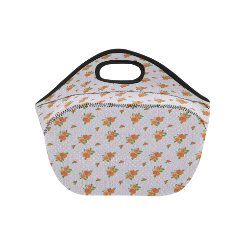 Roses and Pattern 1A by JamColors Neoprene Lunch Bag/Small (Model 1669)