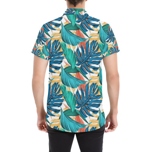Tropical Jungle Leaves Men's All Over Print Short Sleeve Shirt (Model T53)