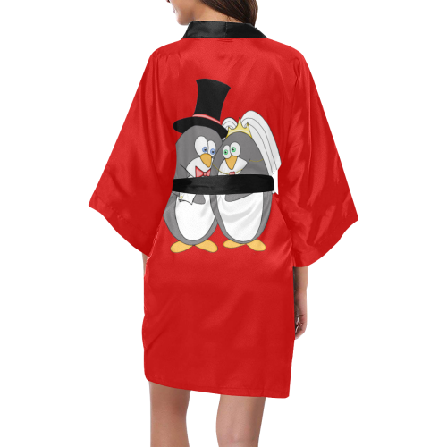 Penguin Wedding Red/Black Kimono Robe
