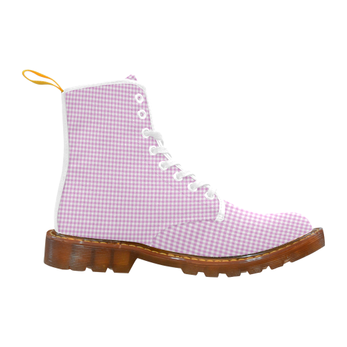 Pink Gingham Check Martin Boots For Women Model 1203H