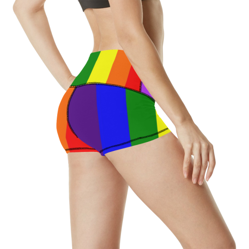 Rainbow Flag (Gay Pride - LGBTQIA+) Women's All Over Print Yoga Shorts (Model L17)