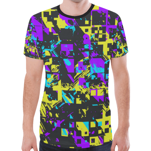 Purple yelllow squares New All Over Print T-shirt for Men (Model T45)