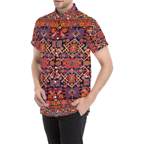 Azerbaijan Pattern Men's All Over Print Short Sleeve Shirt (Model T53)