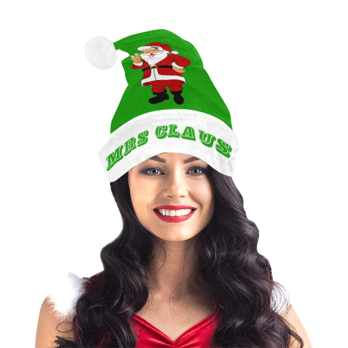 MRS CLAUS Green/White Santa Hat