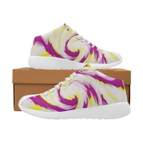 Pink Yellow Tie Dye Swirl Abstract Men's Basketball Training Shoes (Model 47502)