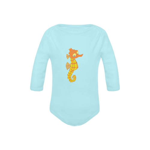 Sassy Seahorse Blue Baby Powder Organic Long Sleeve One Piece (Model T27)