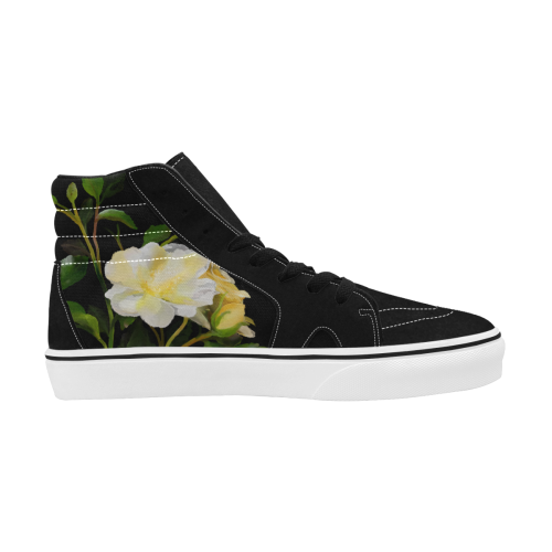 Yellow Rose, floral watercolor Women's High Top Skateboarding Shoes (Model E001-1)