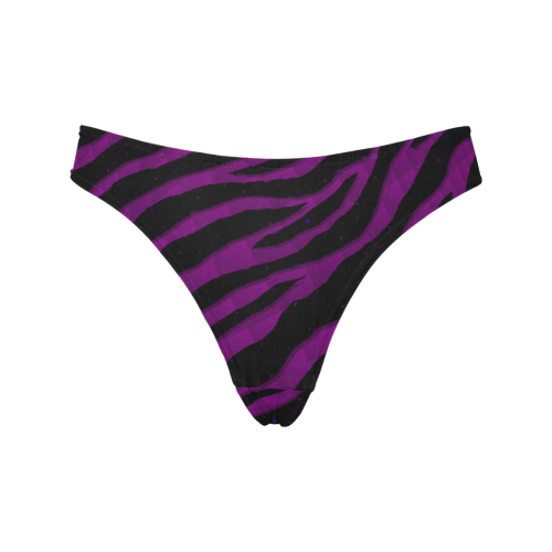 Ripped SpaceTime Stripes - Purple Women's All Over Print Thongs (Model L30)