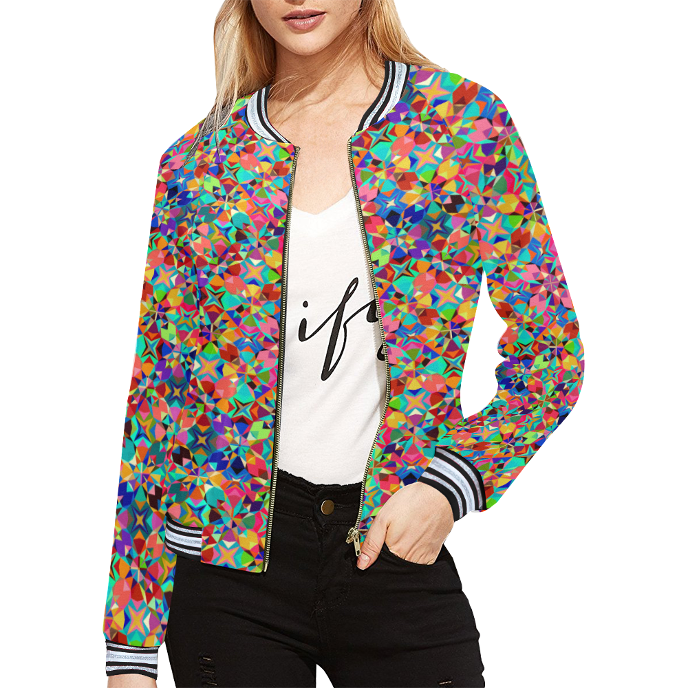multi coloured bomber jacket womens