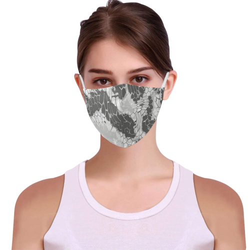 grey dragon reptile snakeskin community face mask 3D Mouth Mask with Drawstring (15 Filters Included) (Model M04) (Non-medical Products)