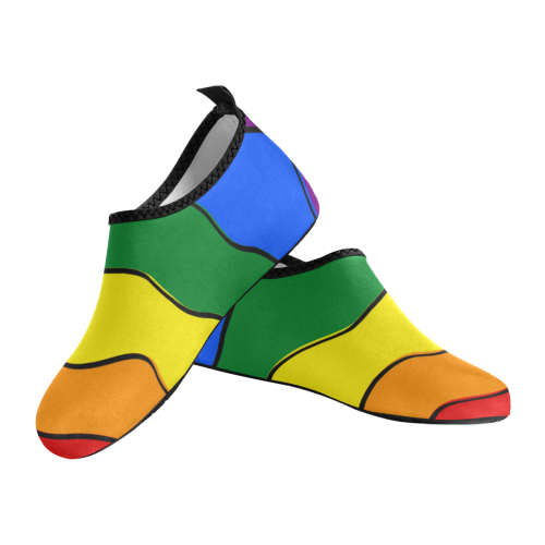 Gay Pride - Rainbow Flag Waves Stripes 1 Men's Slip-On Water Shoes (Model 056)