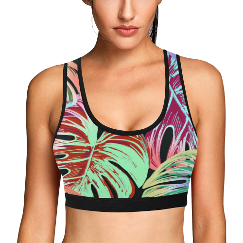 Pretty Leaves A by JamColors Women's All Over Print Sports Bra (Model T52)