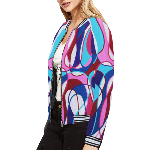 Cotton Candy All Over Print Bomber Jacket for Women (Model H21)