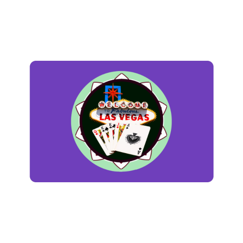 LasVegasIcons Poker Chip - Poker Hand on Purple Doormat 24"x16"