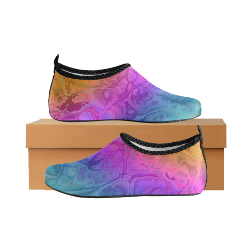 Fractal Batik ART - Hippie Rainbow Colors 1 Men's Slip-On Water Shoes (Model 056)