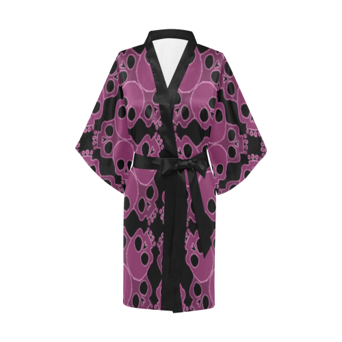 Skull Jigsaw Pink Kimono Robe