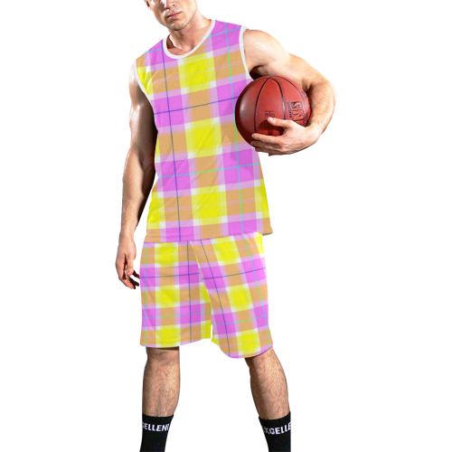 PINK TARTAN-8 All Over Print Basketball Uniform
