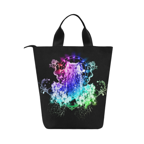 Colorful owl Nylon Lunch Tote Bag (Model 1670)