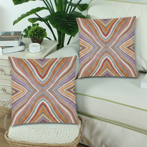 Wild Wavy X Lines 02 Custom Zippered Pillow Cases 18"x 18" (Twin Sides) (Set of 2)