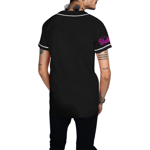 New Black & Pink By RW All Over Print Baseball Jersey for Men (Model T50)