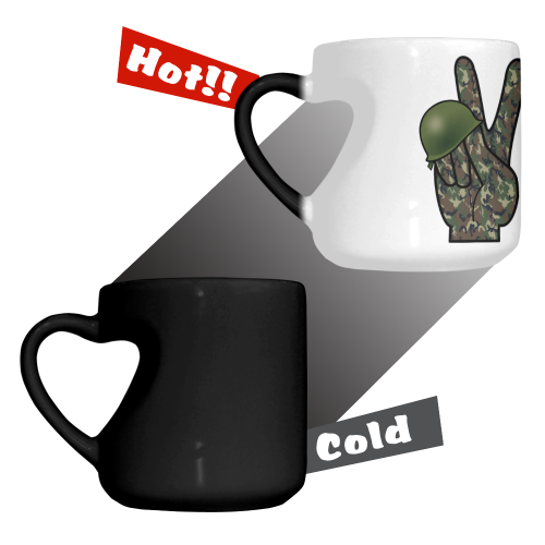 Forest Camouflage Peace Sign Heart-shaped Morphing Mug