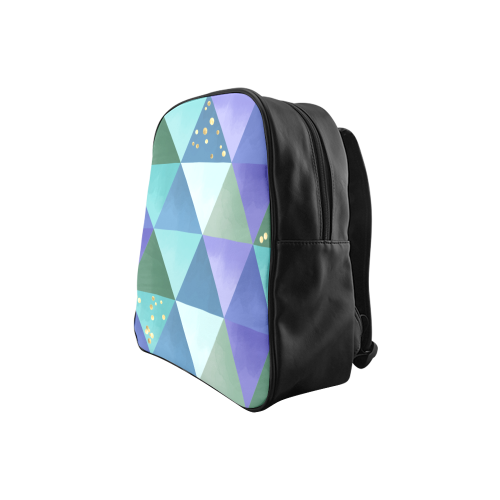 Triangle Pattern - Blue Violet Teal Green School Backpack (Model 1601)(Small)