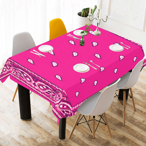 KERCHIEF PATTERN PINK Cotton Linen Tablecloth 60" x 90"