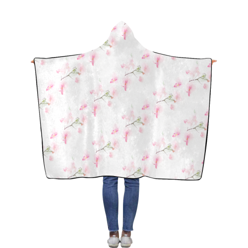 Pattern Orchidées Flannel Hooded Blanket 50''x60''
