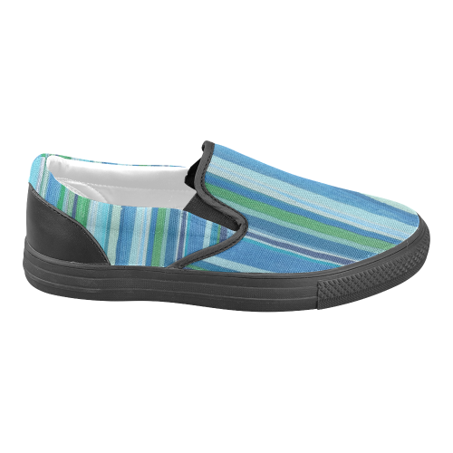 painted stripe in black trim Slip-on Canvas Shoes for Men/Large Size (Model 019)
