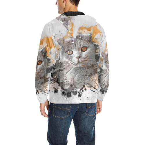 cat kitty art #cat #kitty All Over Print Quilted Windbreaker for Men (Model H35)